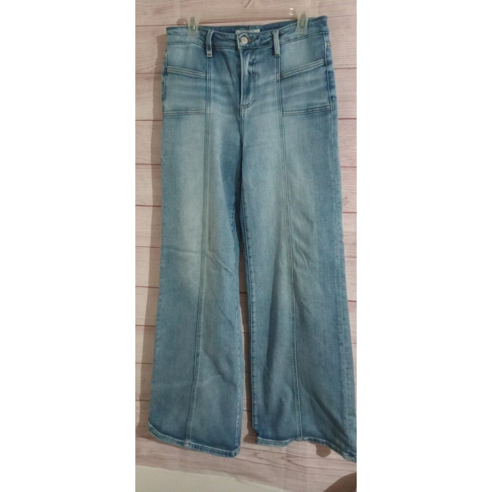 Risen Jeans Wide Leg Denim Pants Size 11 High-Rise Fit Light Wash Solid Pockets